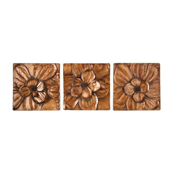 Southern Enterprises 10 In X Magnolia Wall 3 Piece Metal Hanging Set Ws4136 The Home Depot - Magnolia Wall Decor Painting