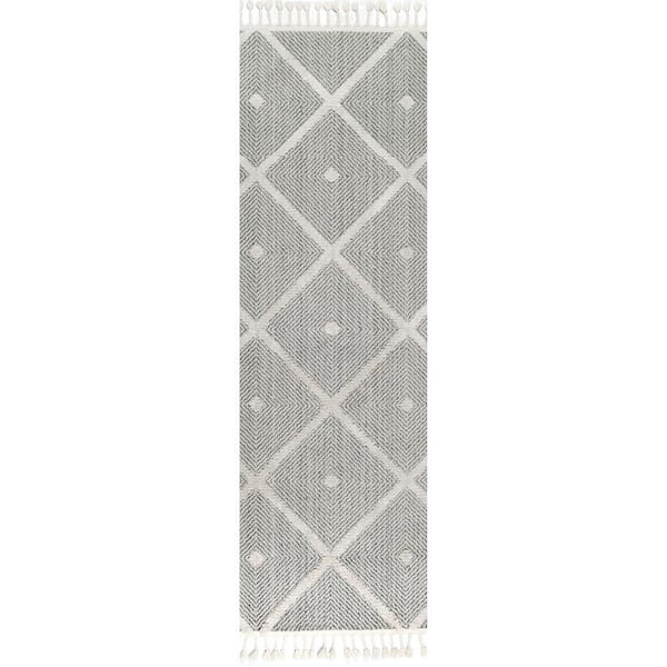 nuLOOM Diamond Deyton Gray 2 ft. x 8 ft. Indoor Runner Rug