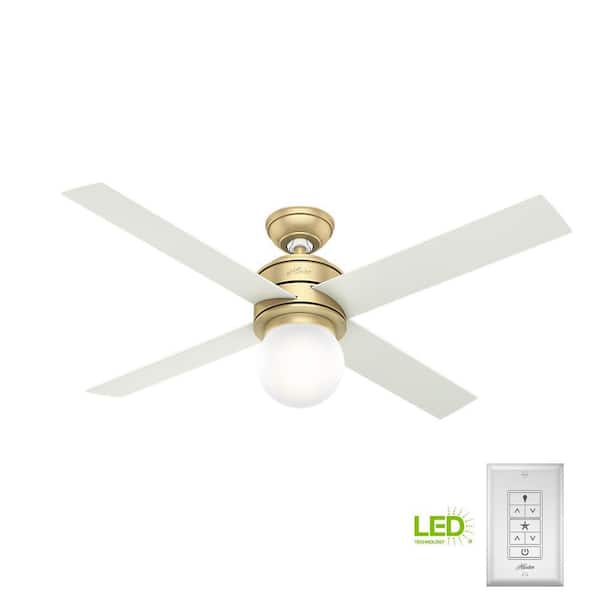 Hunter - Hepburn 52 in. Modern Brass Indoor Ceiling Fan with LED Light Kit and Wall Control
