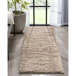 Elle Basics Emerson Solid Shag Beige 2 ft. 3 in. x 7 ft. 3 in. Runner Area Rug