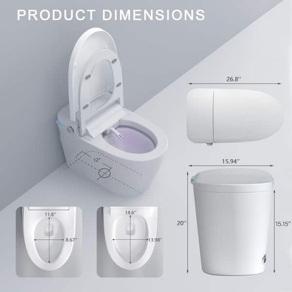 1.28 GPF Elongated Smart Toilet Bidet with Tank Built In with Heated Seat Warm Water Auto Open/Close Lid In White