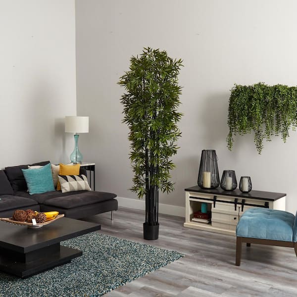 Indoor/Outdoor 7 ft. Bamboo Artificial Tree with Black Trunks UV Resistant