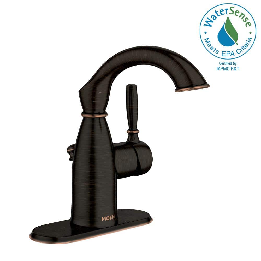 Mediterranean Bronze Single Hole Bathroom Faucet with Drain Assembly