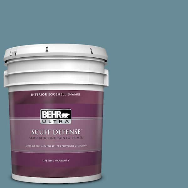 BEHR ULTRA 5 gal. #BIC-22 Relaxed Blue Extra Durable Eggshell Enamel Interior Paint & Primer