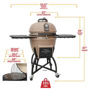 22 in. Kamado S-Series Ceramic Charcoal Grill in Taupe with Cover, Cart, Side Shelves, Two Cooking Grates and Ash Drawer