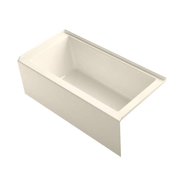 KOHLER Underscore 60 in. Rectangular Alcove Right Drain Bathtub in Almond
