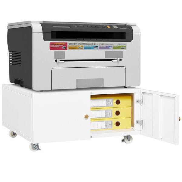 23.62 in. W x 23.62 in. D x 11.81 in. H White Metal Linen with Wheels and 2 Doors LUVZMJ