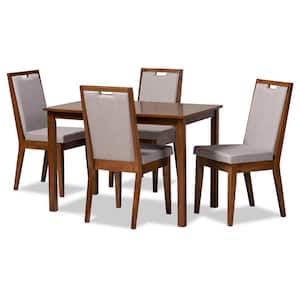 Rosa 5-Piece Wood Top Grey and Walnut Brown Dining Set