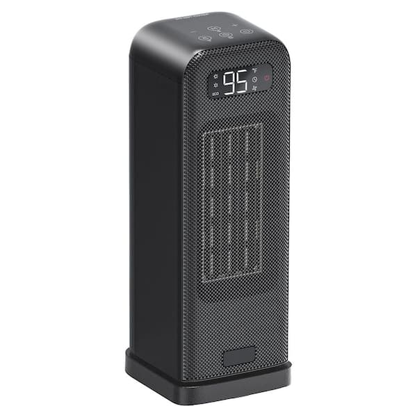 1500W Black Indoor Electric Portable Heater Ceramic Oscillating Thermostat Wi-Fi Voice Control Quiet for Home Office