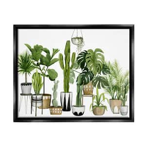 Plant Scene with Cacti and Succulents Pots Watercolor by Grace Popp Floater Frame Nature Wall Art Print 31 in. x 25 in.