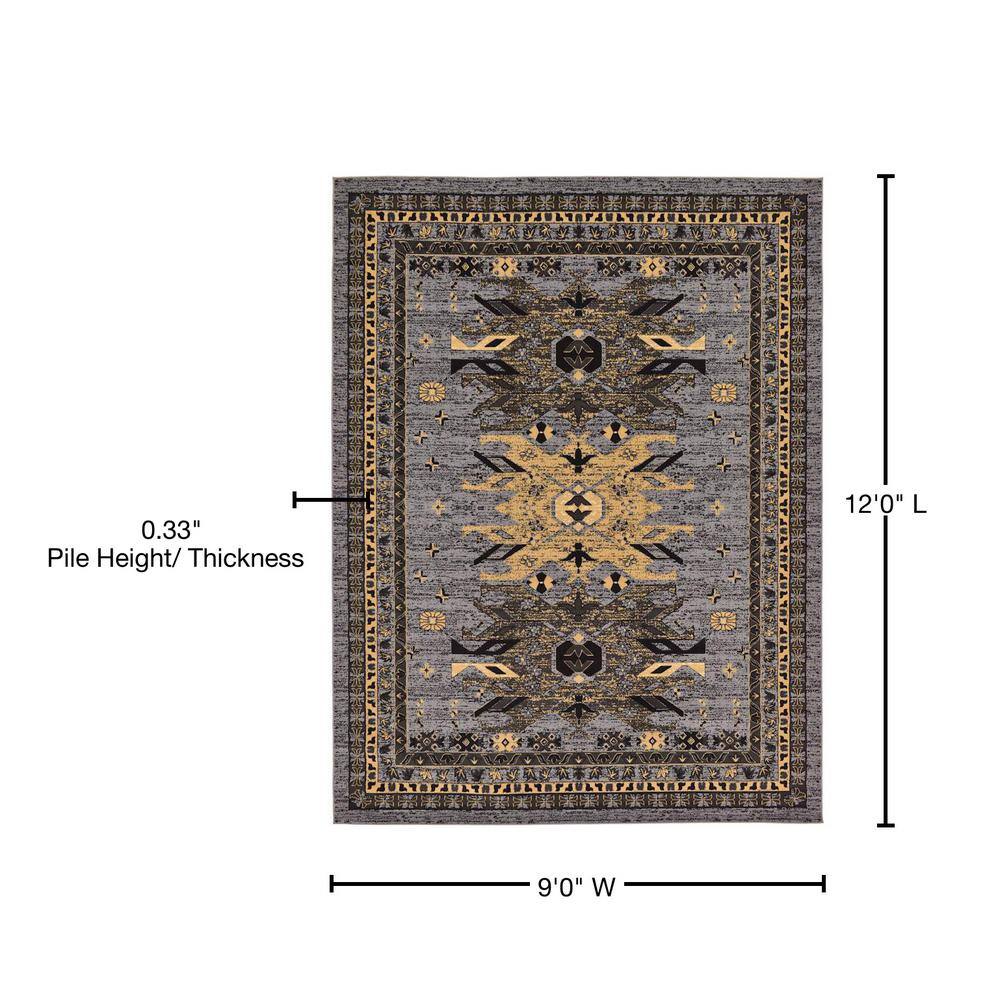 Handmade Taftan Gray Synthetic 9' x 12' Easy-Care Area Rug