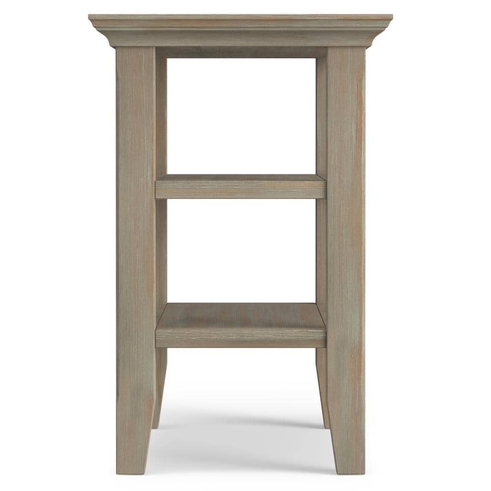 Acadian Distressed Grey Solid Pine 14" Narrow Side Table with Shelves