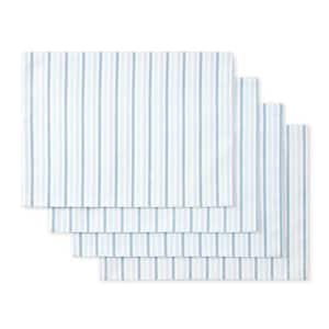 Daisy Stripe 17.5" W x 13" H Blue Placemats (Set of 4)