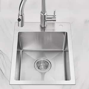 Stainless Steel 18 in. Single Bowl Sink Drop-In Topmount Kitchen Sink without Workstation