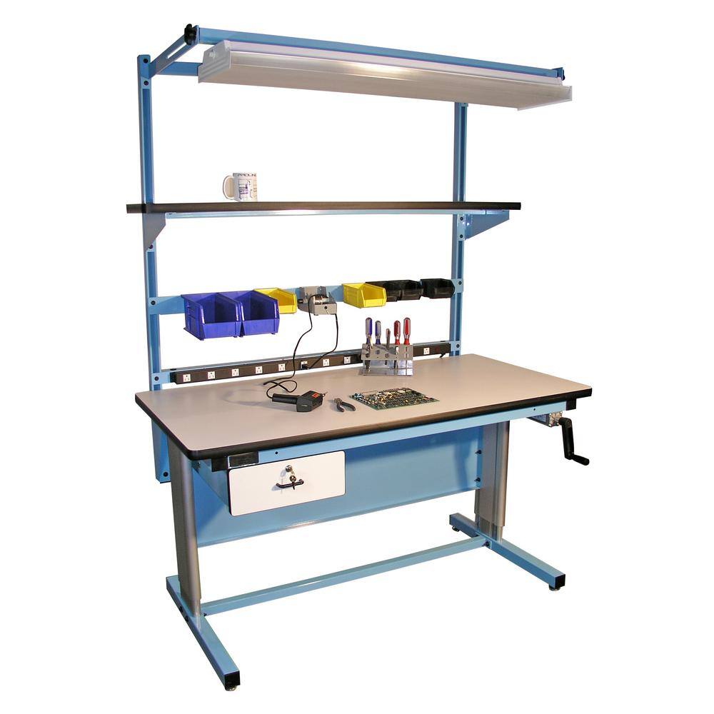 ErgoCraft Adjustable 60" Blue Workbench with Plastic Laminate Top