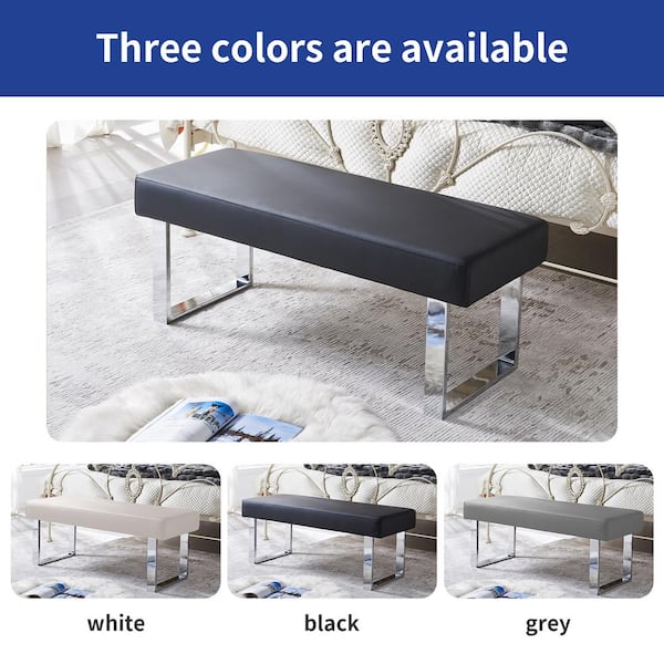 GOJANE Modern Black Dining with 55.1 (Black) The WF198247LWYAAE Backless Legs Metal Bench Depot Home in. 