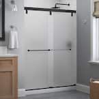 Everly 60 in. x 71-1/2 in. Frameless Mod Soft-Close Sliding Shower Door in Matte Black with 1/4 in. (6 mm) Frosted Glass