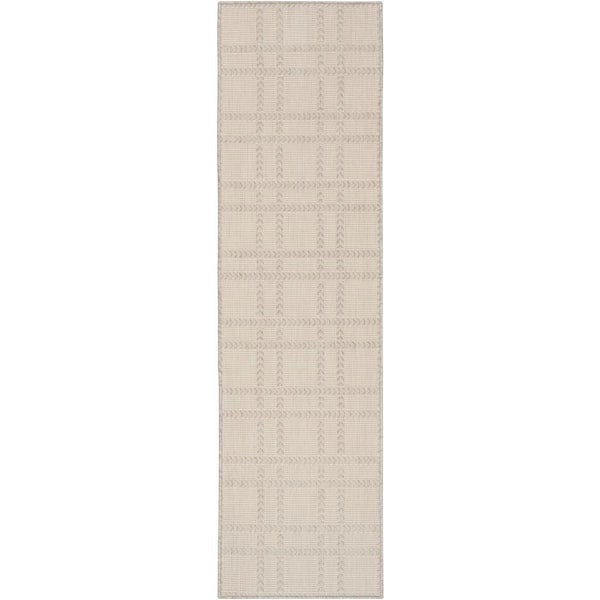 Horizon Indoor/Outdoor Grey 2 ft. x 8 ft. Geometric Contemporary Runner Area Rug