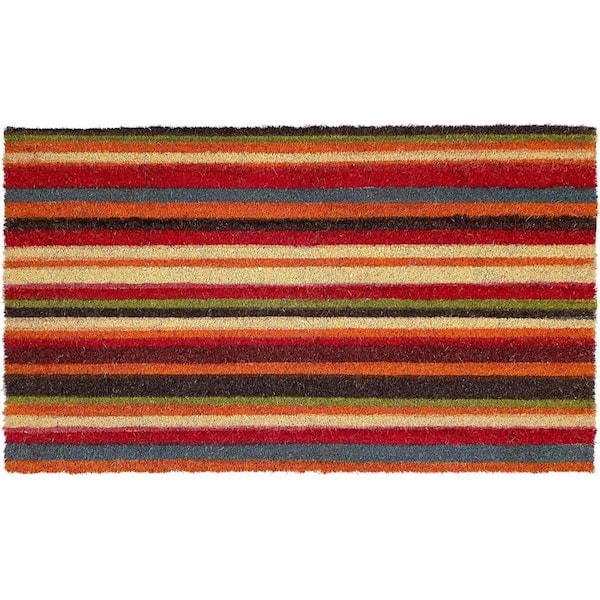 Multi-Colored 29 in. x 17 in. Coir Non-Slip Indoor / Outdoor Door Mat