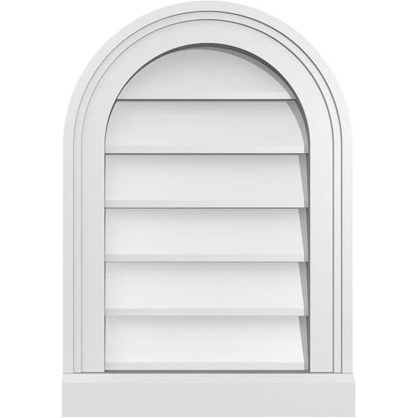 Ekena Millwork 14 in. x 20 in. Round Top Surface Mount PVC Gable Vent: Decorative with Brickmould Sill Frame