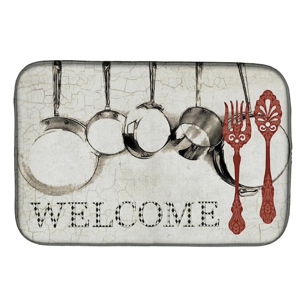 Caroline's Treasures 14 in. x 21 in. Multicolor Pots and Pans Welcome Dish Drying  Mat SB3087DDM - The Home Depot