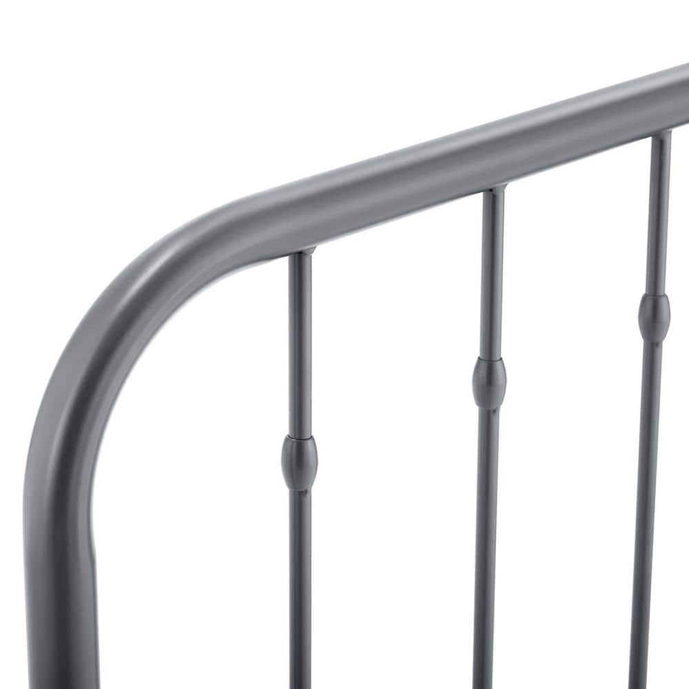 Gray Metal Queen Headboard with Adjustable Height