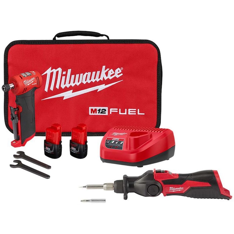 M12 FUEL 12-Volt Lithium-Ion 1/4 in. Cordless Right Angle Die Grinder Kit with M12 Soldering Iron