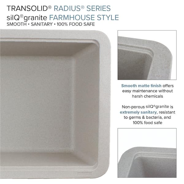 Transolid SilQgranite Cafe Latte Granite Composite 33 in. Single Bowl Farmhouse Apron Kitchen Sink with Accessories