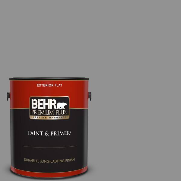 BEHR PREMIUM PLUS 1 gal. #N520-4 Cool Ashes Flat Exterior Paint & Primer