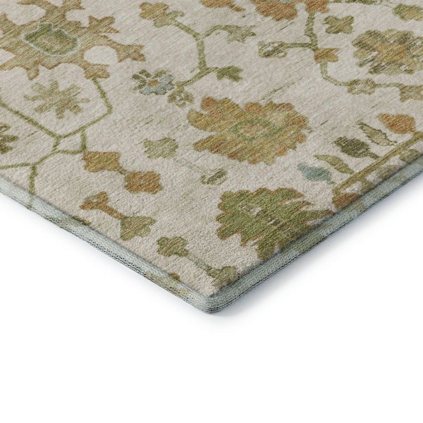 Mayfield Premium Machine Washable Abstract AMF1930 Ivory 3 ft. x 5 ft. Area Rug