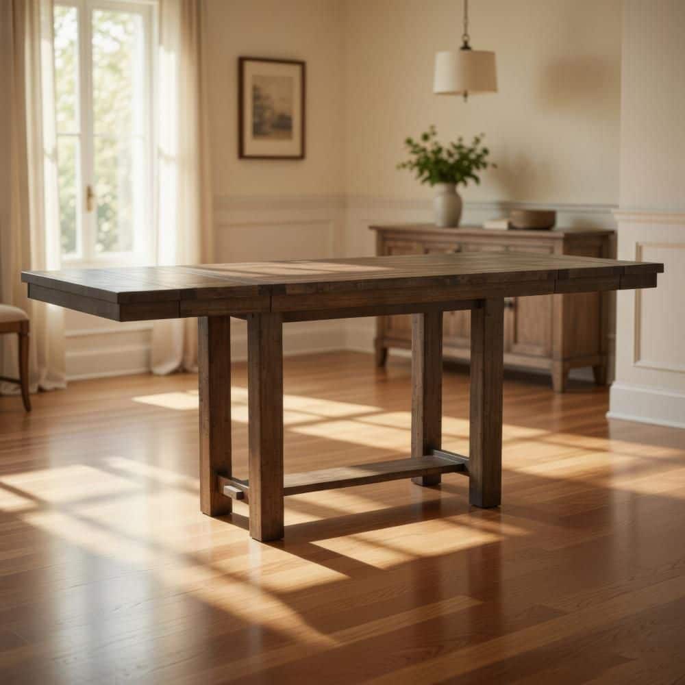 Chip Nutmeg Brown Wood 86 in. Trestle Dining Table Seating for 8