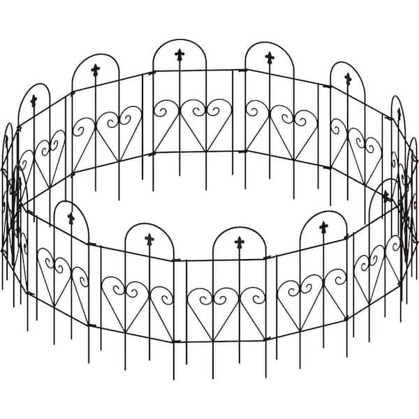 245 in. L x 32 in. H 14-Panel Black Composite Fence Rail Decorative Garden Fence, Decorative Border Fence for Landscape