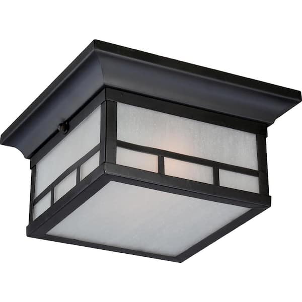 SATCO Drexel Stone Black 2-Light Outdoor Flush Mount Light