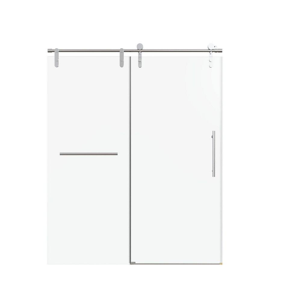60 in. W x 76 in. H Single Sliding Frameless 5/16 in. SGCC Clear Tempered Glass Shower Door in Chrome price history on PriceWatchPro