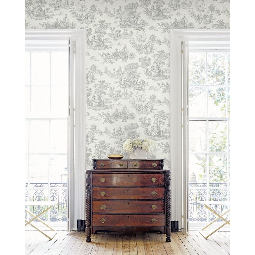 Argos Grey Chateau Toile Vinyl Peel and Stick Wallpaper