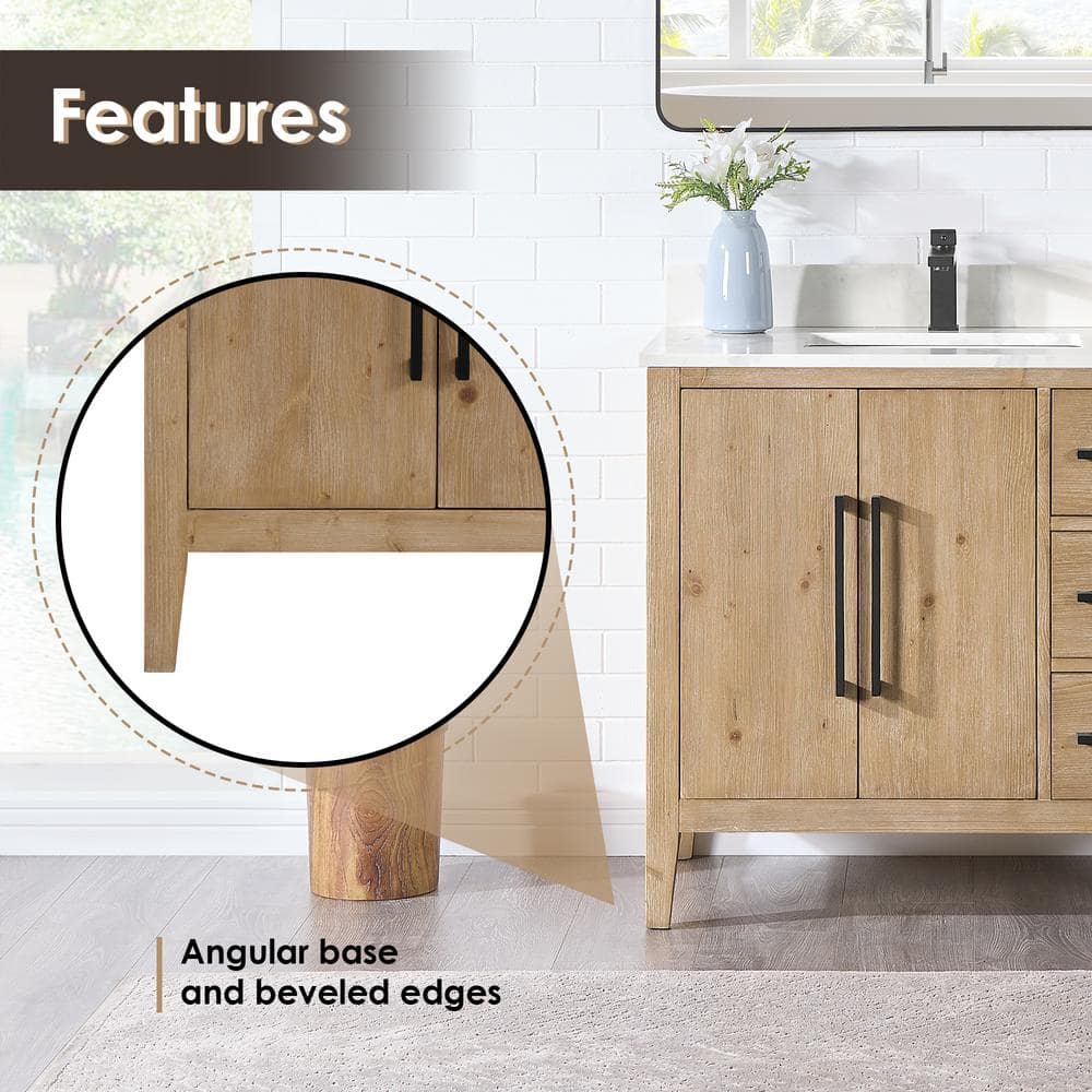 Laurel 36" Weathered Fir Vanity with Calacatta Quartz Top