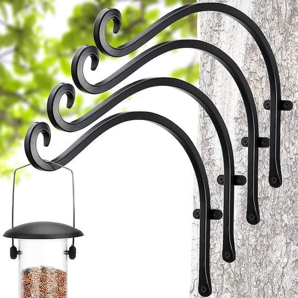 Cubilan 12 in. Black Wall-Mounted Plant Bracket Outdoor - Plant Hooks for Hanging  Flower Baskets (4-Pieces) Metal B0928RP3DY - The Home Depot