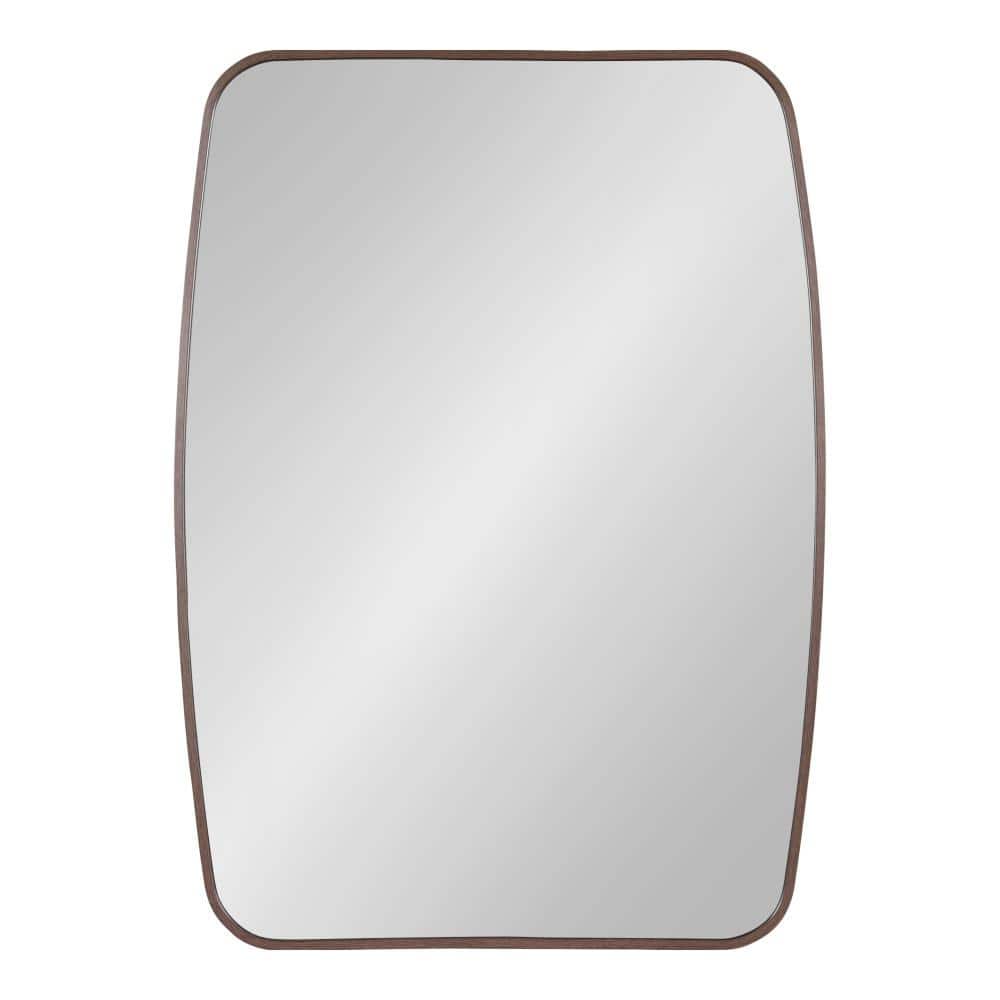 Zayda 20x28 Walnut Brown Slim Frame Mid-Century Modern Mirror
