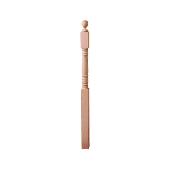 HOUSE OF FORGINGS Red Oak 4301 3 in. x 54 in. Traditional Style Wood Newel Post for Stair Remodeling