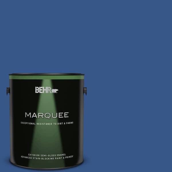 BEHR MARQUEE 1 gal. #S-G-590 Southern Blue Semi-Gloss Enamel Exterior Paint & Primer