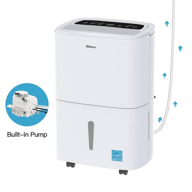 Edendirect 150 pt. 7,000 sq. ft. Dehumidifier in White with Pump, Auto Defrost, Dry Clothes Function, 24 H Timer