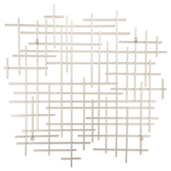 30.75 in. x 30.5 in. Silver Silver Metal Abstract Lines Hanging Dimensional Wall Art 1-Piece