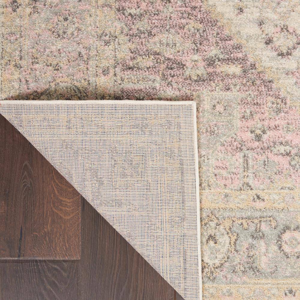 Ivory and Pink Synthetic Rectangular 6' x 9' Area Rug