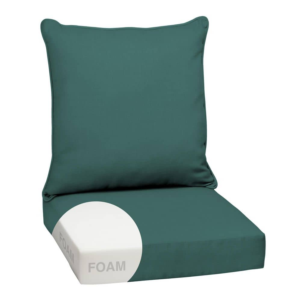 24 in x 24 in 2-Piece Foam Deep Seating Outdoor Lounge Chair Cushion in Peacock Blue Green Texture price history on PriceWatchPro