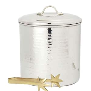 3 Qt. Hammered Stainless Steel Ice Bucket with Liner and Tongs