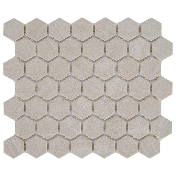 Daltile Nova Falls Gray 4 in. x 4 in. Glazed Ceramic Hexagon Mosaic Sample Tile