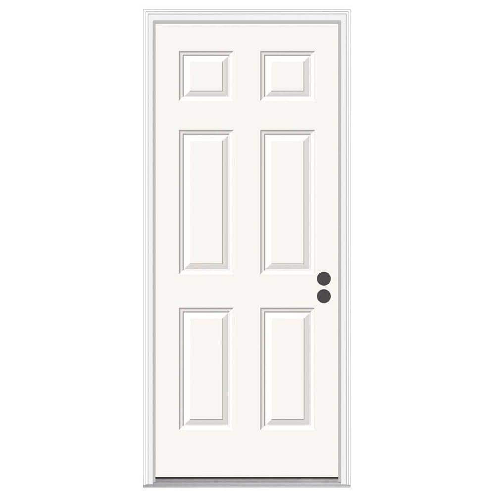 JELD-WEN 36 in. x 80 in. 6-Panel Primed Steel Prehung Left-Hand Inswing  Front Door w/Brickmould THDJW166100275 - The Home Depot