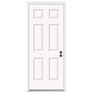 JELD-WEN 36 in. x 80 in. 6-Panel Primed Steel Prehung Left-Hand Inswing  Front Door w/Brickmould THDJW166100275 - The Home Depot