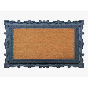 A1HC Artistic Border Black/Beige 24 in. x 36 in. Rubber and Coir Heavy Duty, Easy to Clean Outdoor Doormat