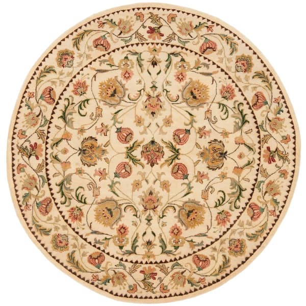 SAFAVIEH Bergama Ivory 6 ft. x 6 ft. Round Border Area Rug
